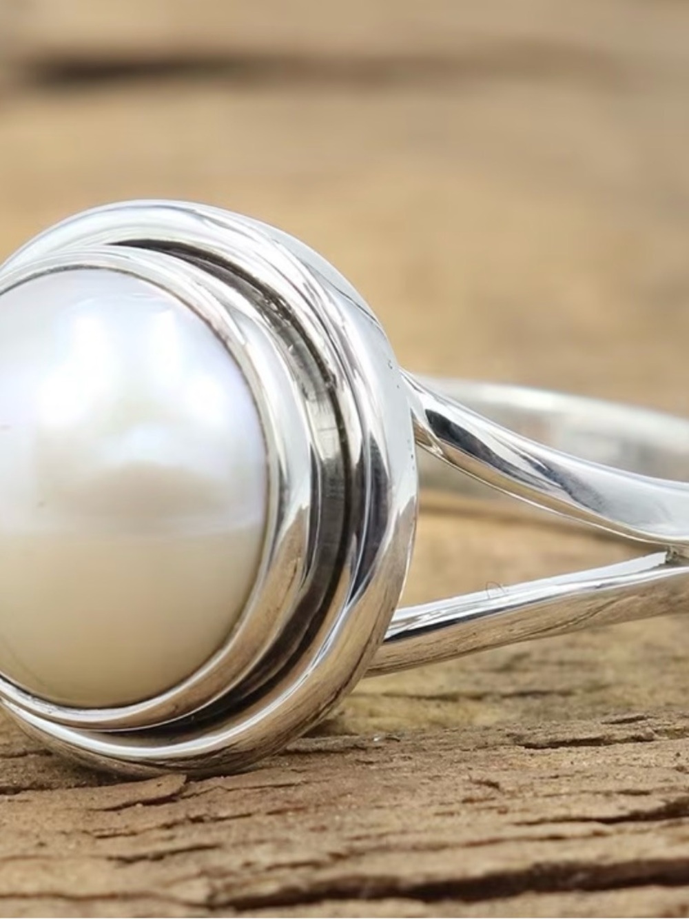 Sterling Silver Pearl Ring - White Pearl